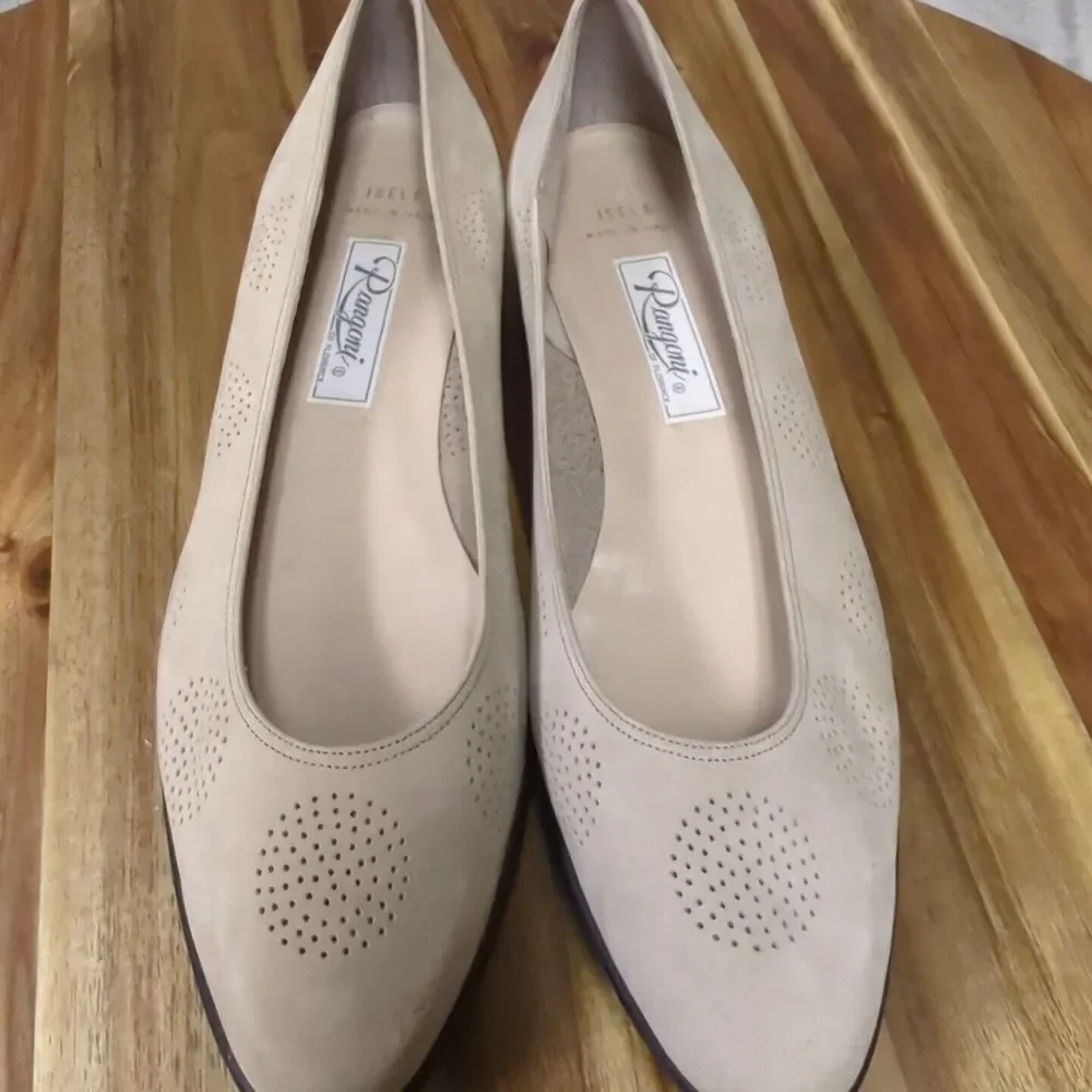 RANGONI Isela Handcrafted in Italy Women`s Taupe Soft‎ Suede Leather Flats 9 AA